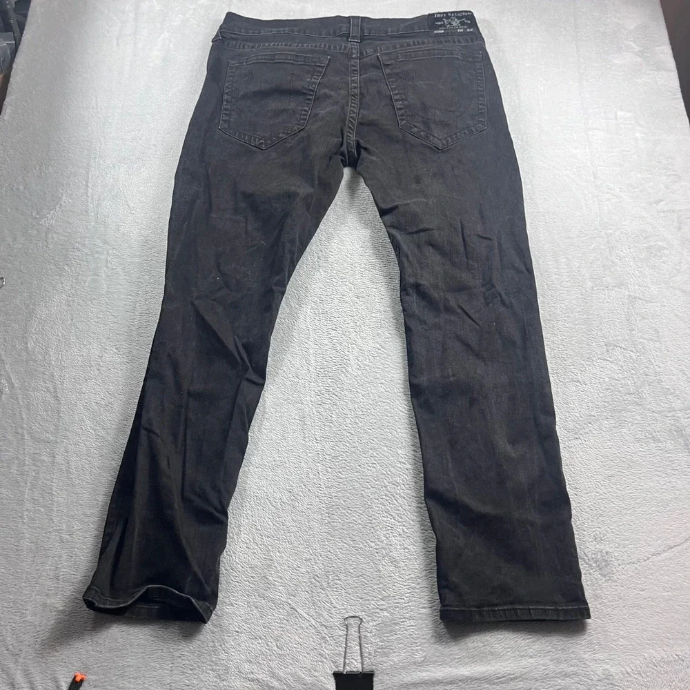 True Religion Geno Relaxed Slim Black Denim Jeans Mens Size 38